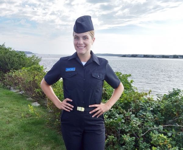 Ayla Santoro in uniform on campus